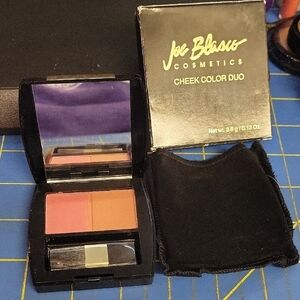 Joe Blasco Cheek Color Duo Magenta Fling Haughty Bronze 3.8g New Velvet Bag New